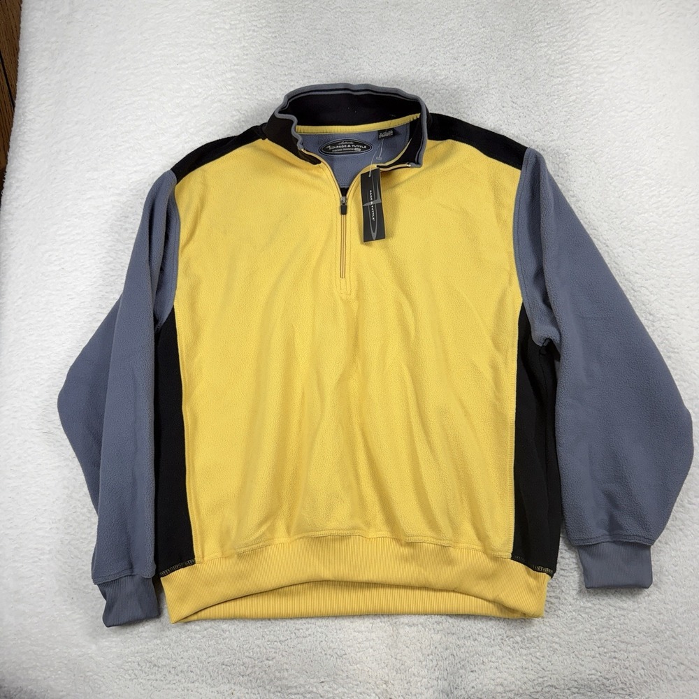 Vintage Page & Tuttle XL Yellow Colorblock Quarter Zip Pullover Sweatshirt NWT